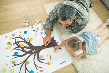 adoptive parent drawing a family tree