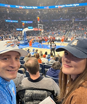 Matt and Wioleta enjoying an Oklahoma City Thunder basketball game