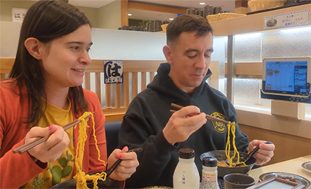 Ashley and Rob enjoying Japanese cuisine